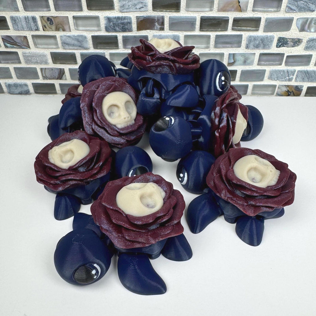 Spooky Rose Turtle with Skull Shell | 2.5"
