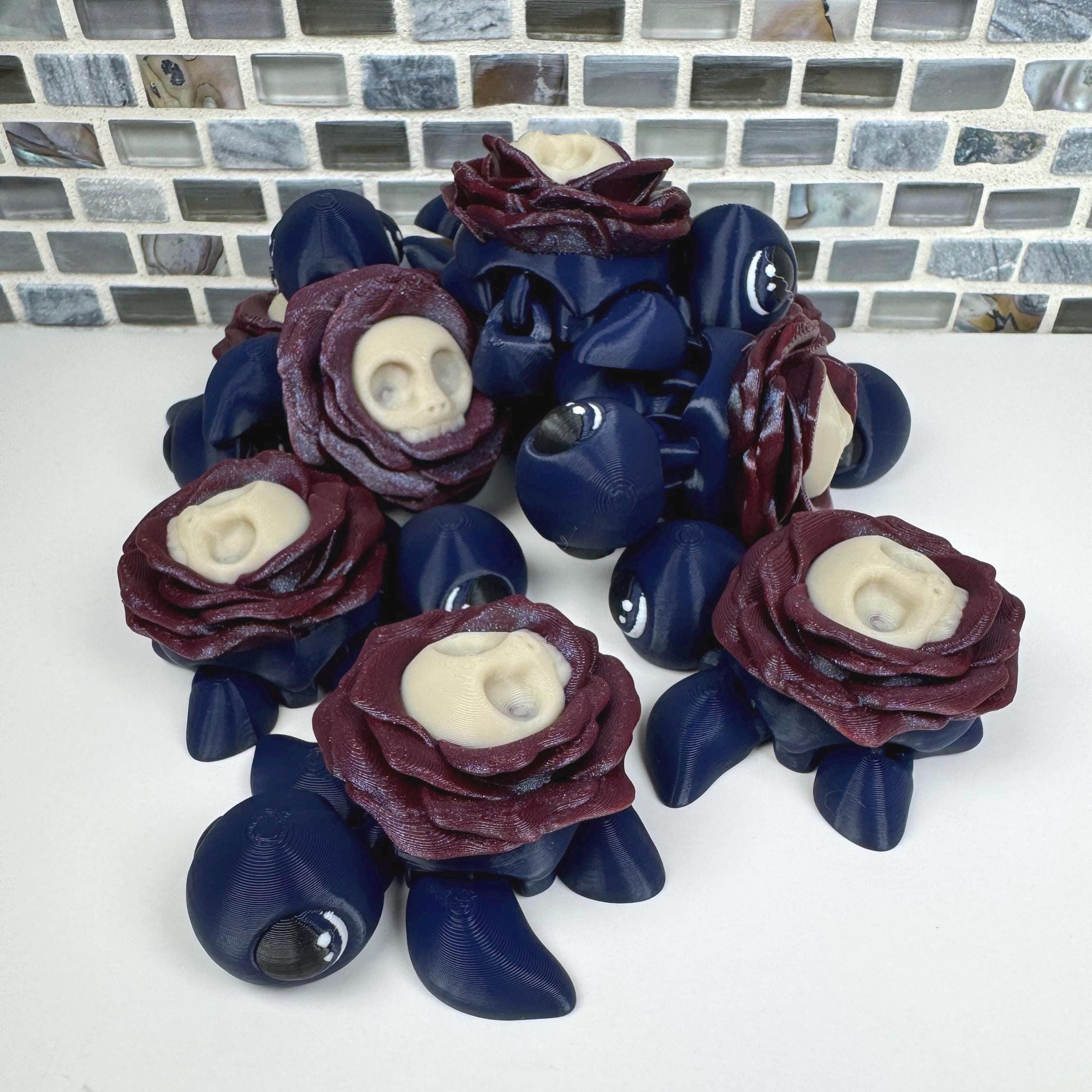 Spooky Rose Turtle with Skull Shell | 2.5"